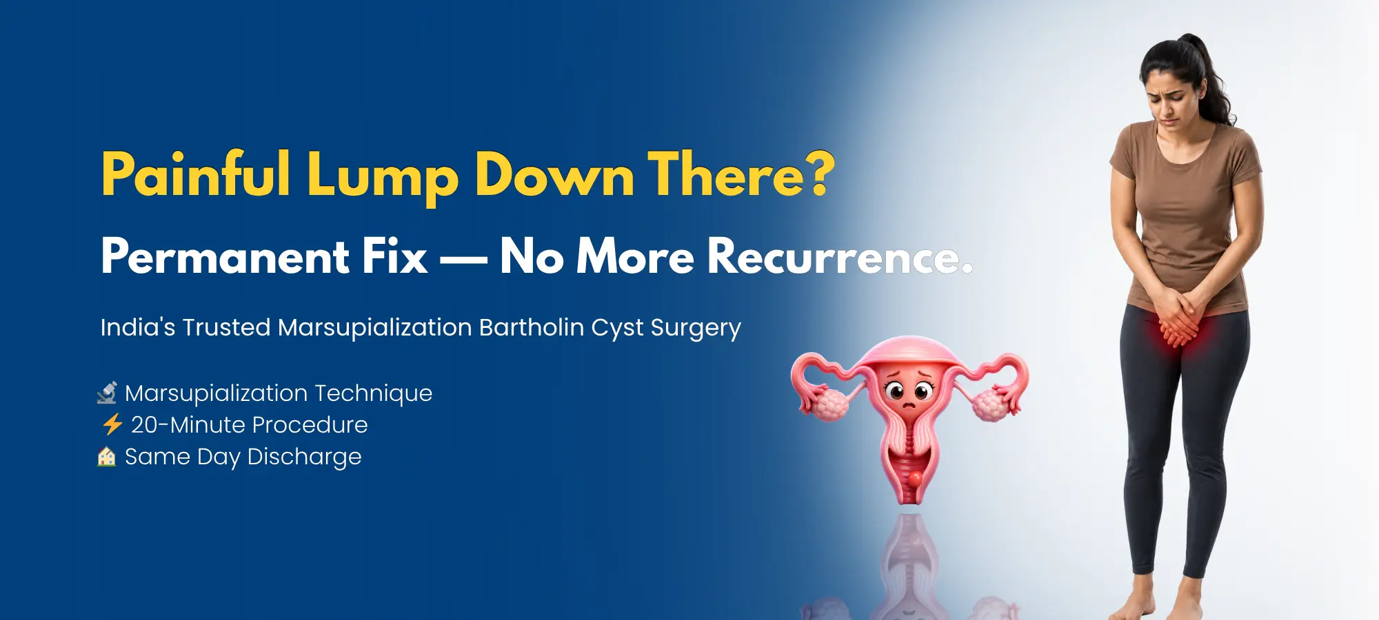 Bartholin cyst treatment in Hyderabad with marsupialization surgery for painful vaginal lumps and recurrent Bartholin gland cysts.