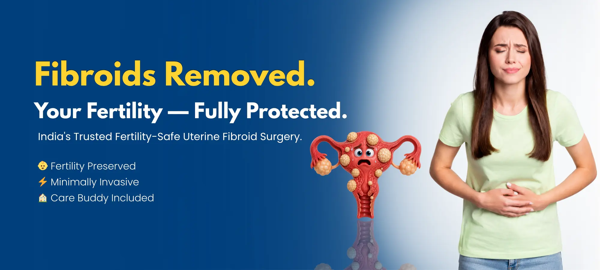 Uterine fibroid treatment in Hyderabad with laparoscopic fibroid removal surgery for heavy bleeding, pelvic pain, and fertility preservation.